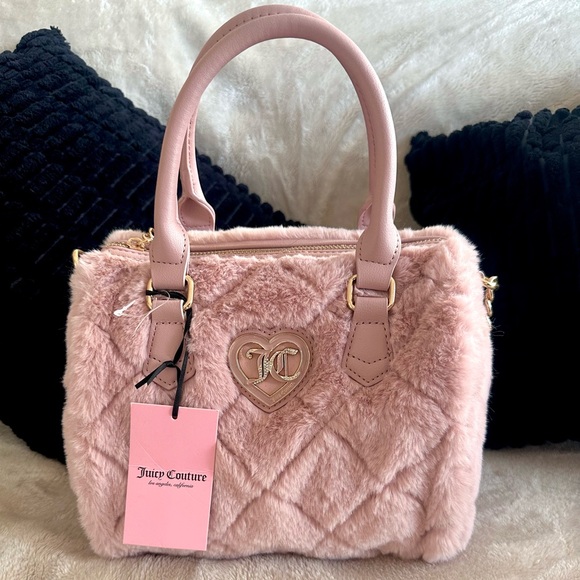 Juicy Couture Handbags - Juicy Couture Blush Faux Fur Satchel